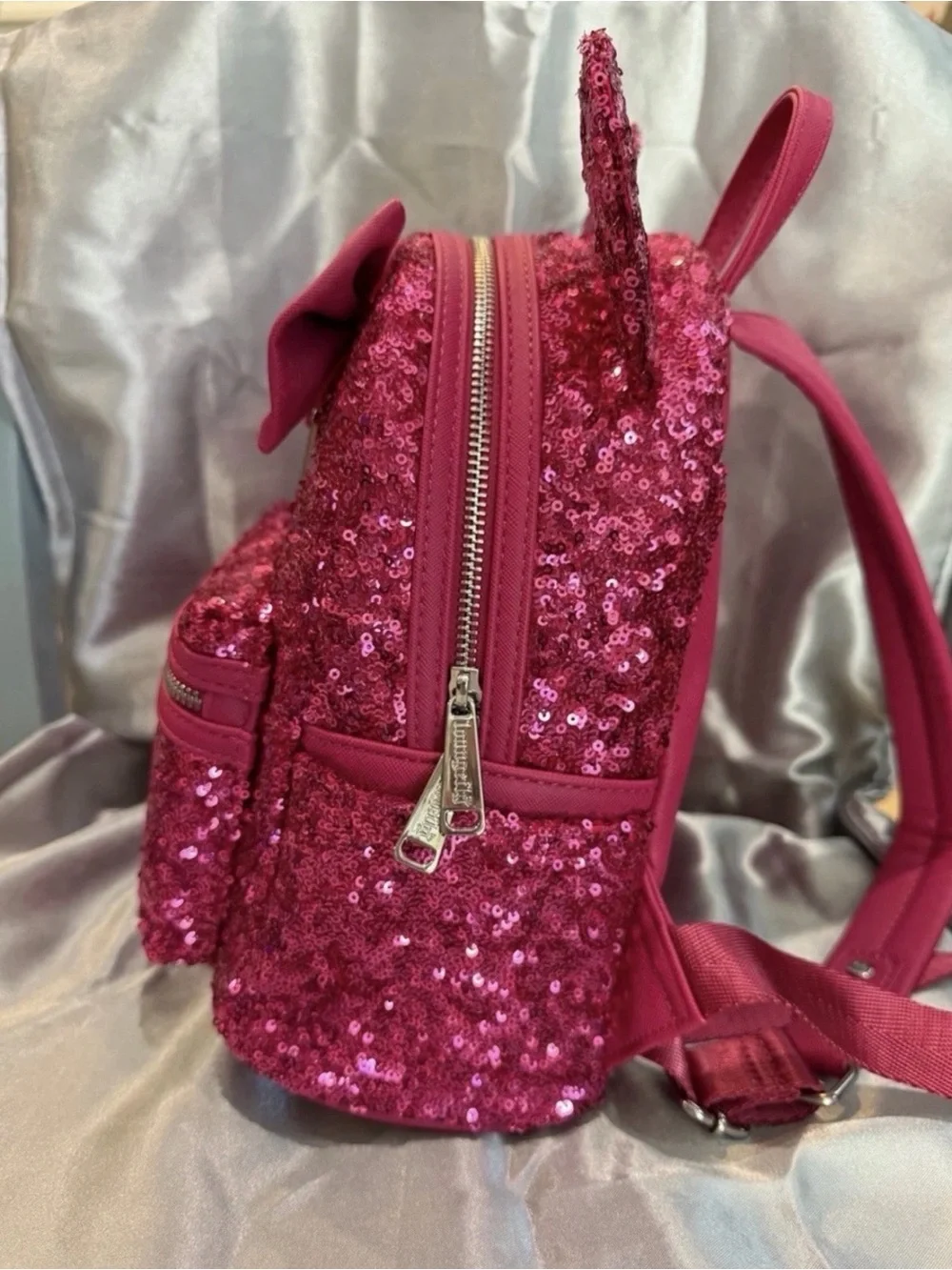 Loungefly x Disney Parks Pink Sequin Minnie Ear Mini Backpack